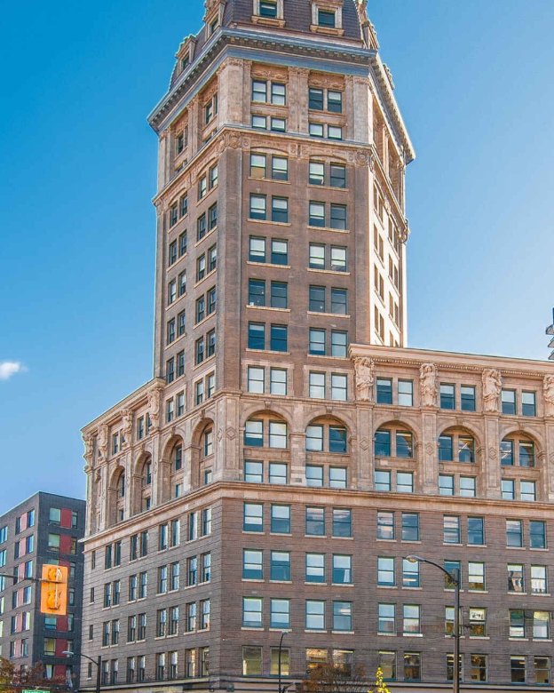 Sun Tower, a heritage-designated office tower in downtown Vancouver and one of Metrotech's project buildings