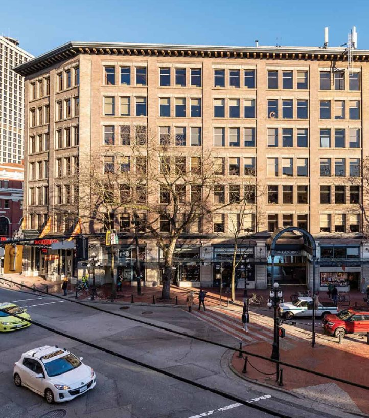 The Landing, a 1905 heritage warehouse building at 375 Water Street in Gastown